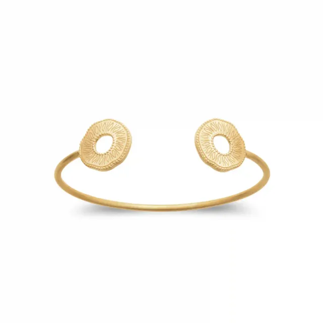 Oriana France anneau bracelet jonc plaqué or motif solaire