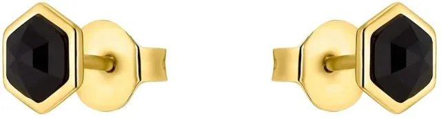 s.Oliver 2034897 boucles d'oreilles hexagone noir zircone