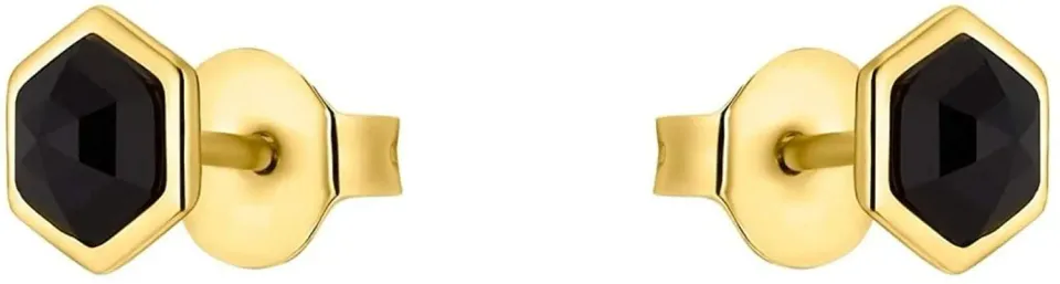 s.Oliver 2034897 boucles d'oreilles hexagone noir zircone