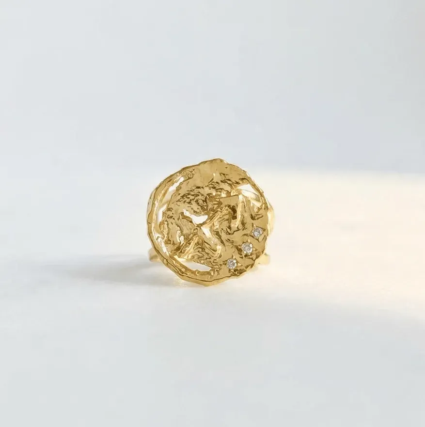 Elise Tsikis Mendi bague chevalière zircon blanc