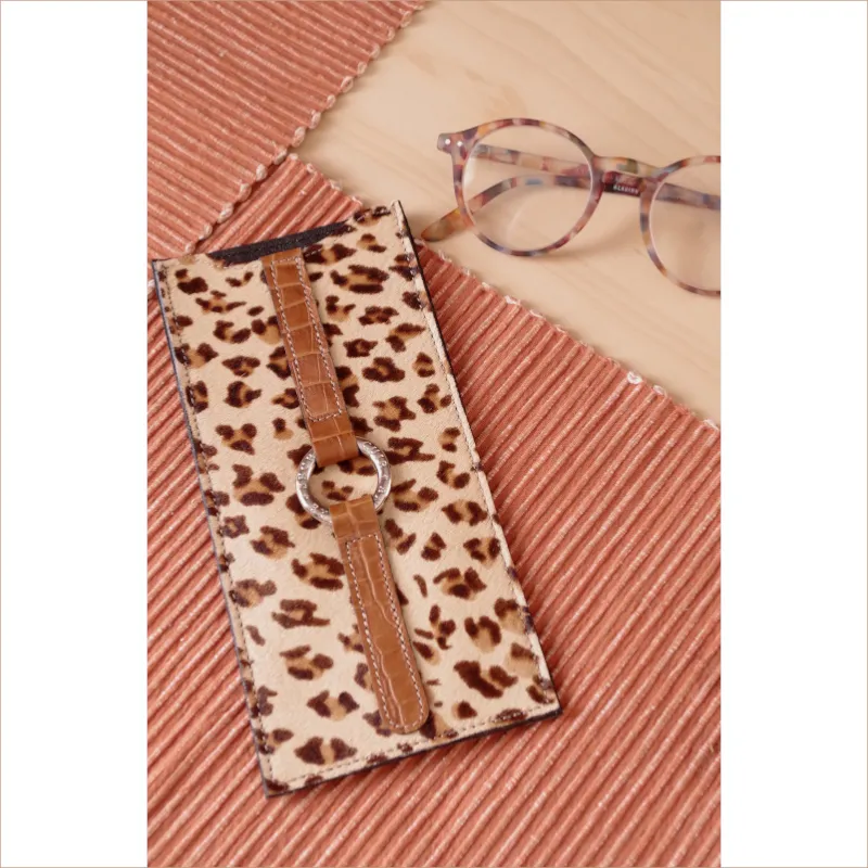 Secret de Cuir bouée leo PM étui cuir léopard