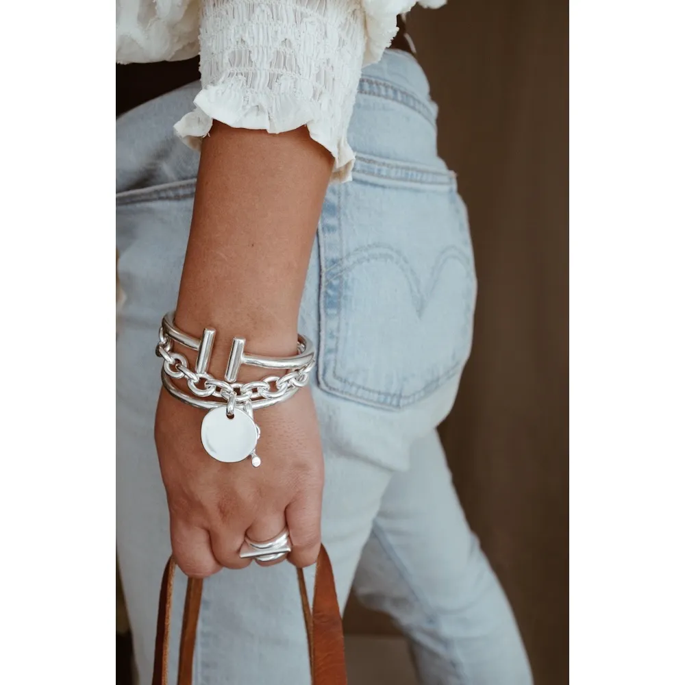 Secret de Cuir N°419 bracelet maille forçat pastille