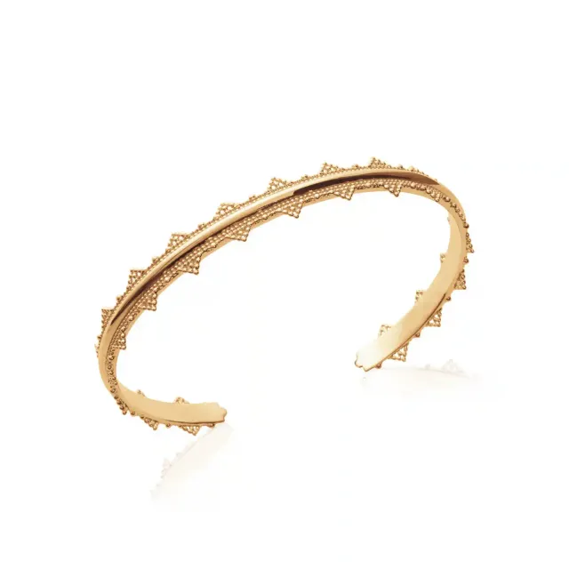 Oriana France bracelet jonc couronne perlée plaqué or