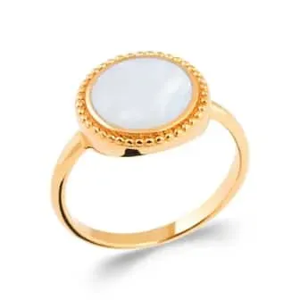 Oriana France nacre ovale large bague plaqué or vintage