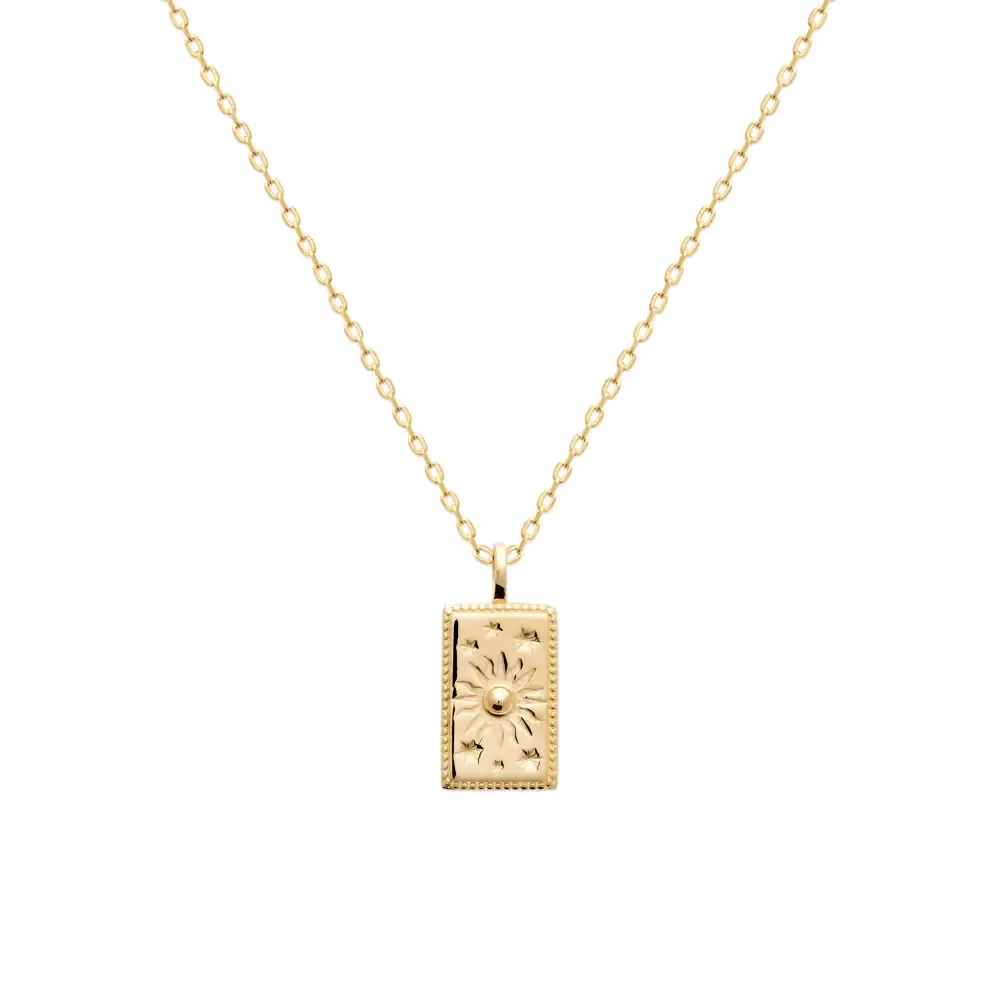 Oriana France médaillon soleil pendentif plaqué or sans nickel
