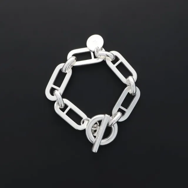 Secret de Cuir N°753 bracelet 5 ovales plats argenté