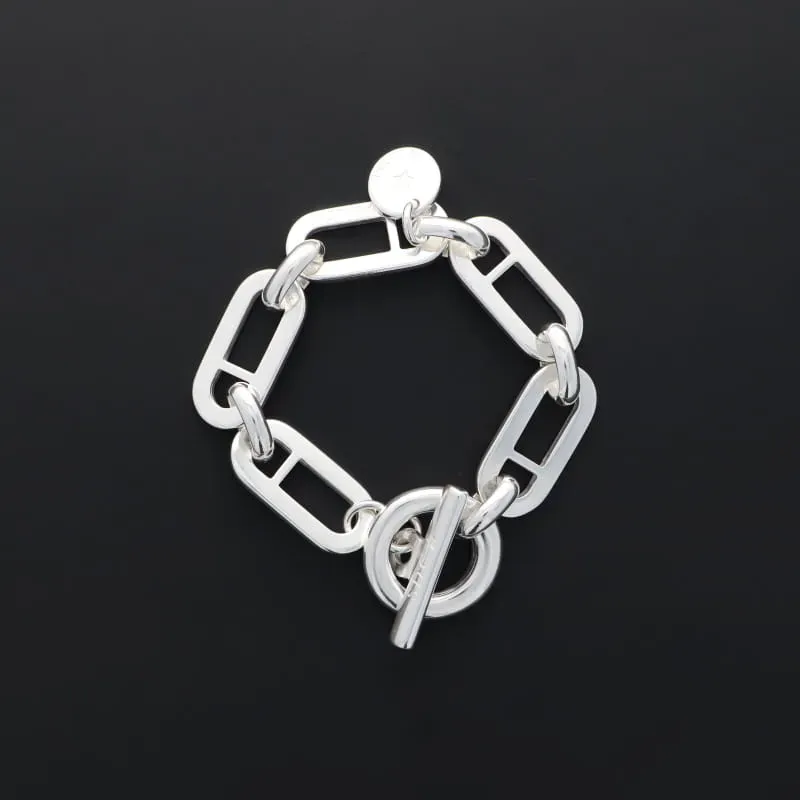 Secret de Cuir N°753 bracelet 5 ovales plats argenté