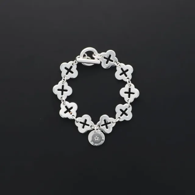 Secret de Cuir N°1534 bracelet 4 feuilles argenté