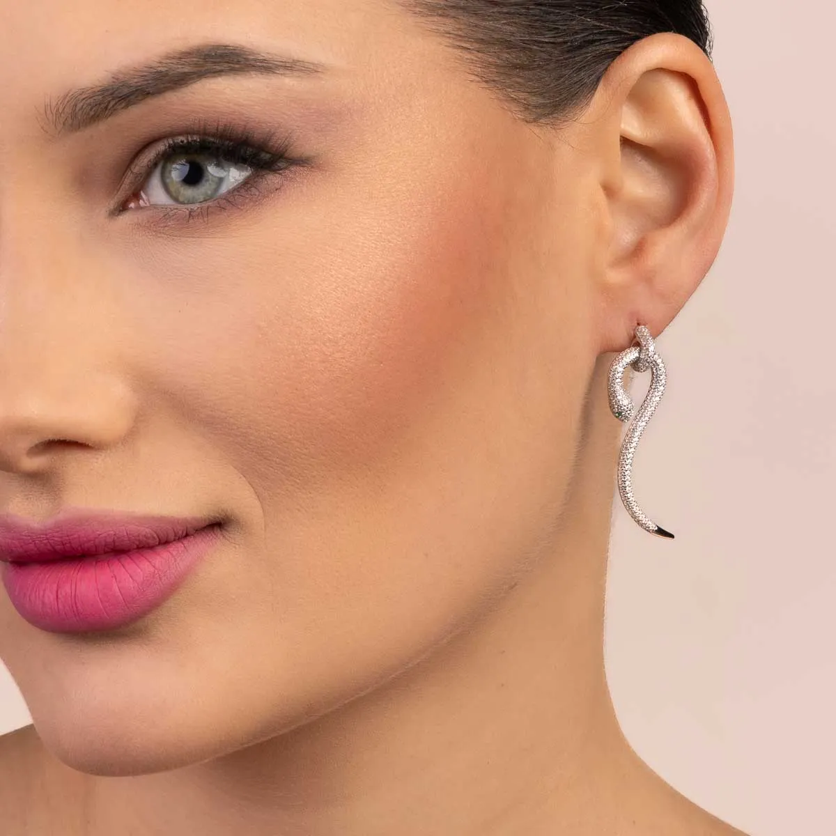 ULTIMA EDIZIONE orecchino pendente serpe pavé boucles d'oreilles