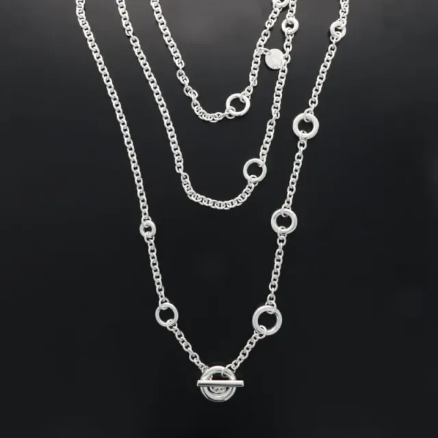 Secret de Cuir N°508 sautoir 3 rangs plaqué argent