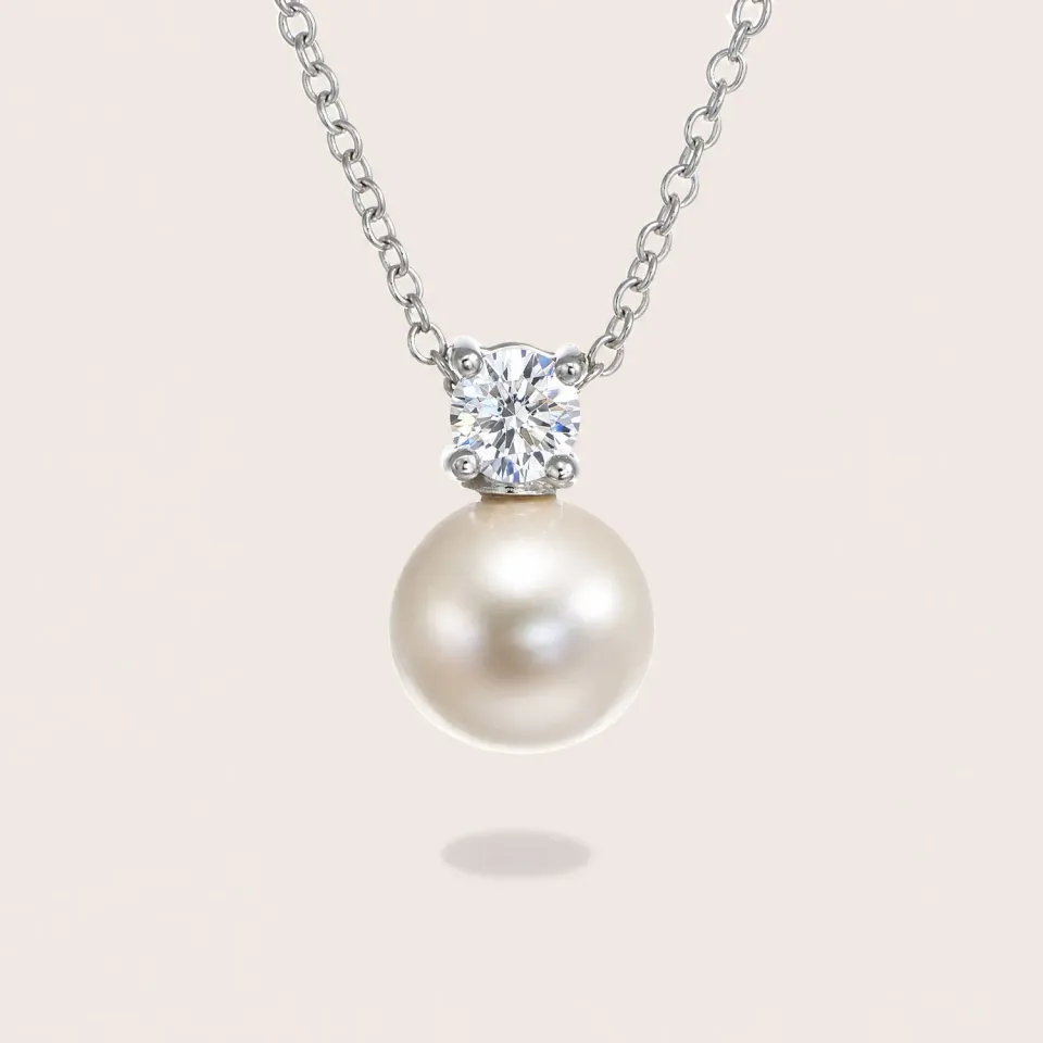 Ultima Edizione solitaire zircone perle pendentif doré