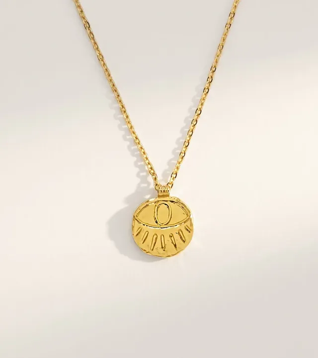 Elise Tsikis Drama collier or jaune 55 cm œil