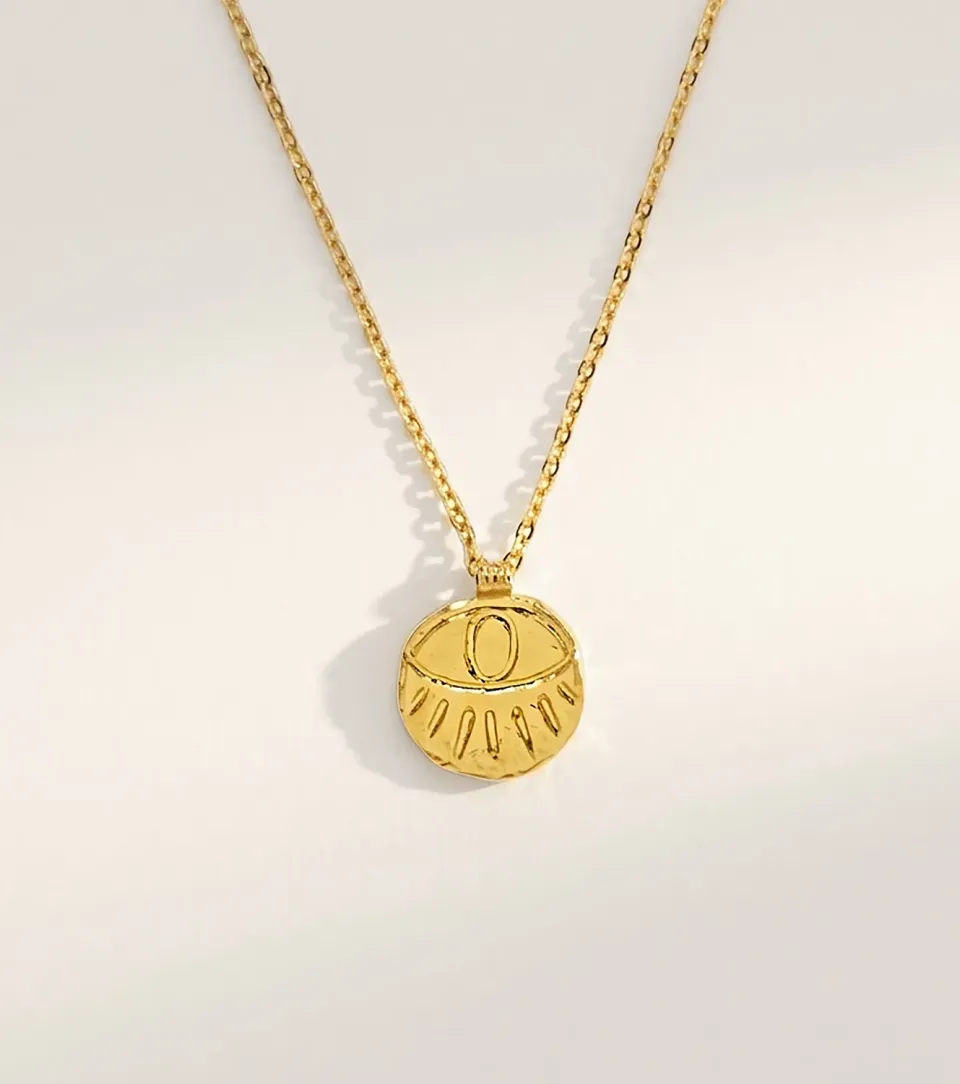 Elise Tsikis Drama collier or jaune 55 cm œil