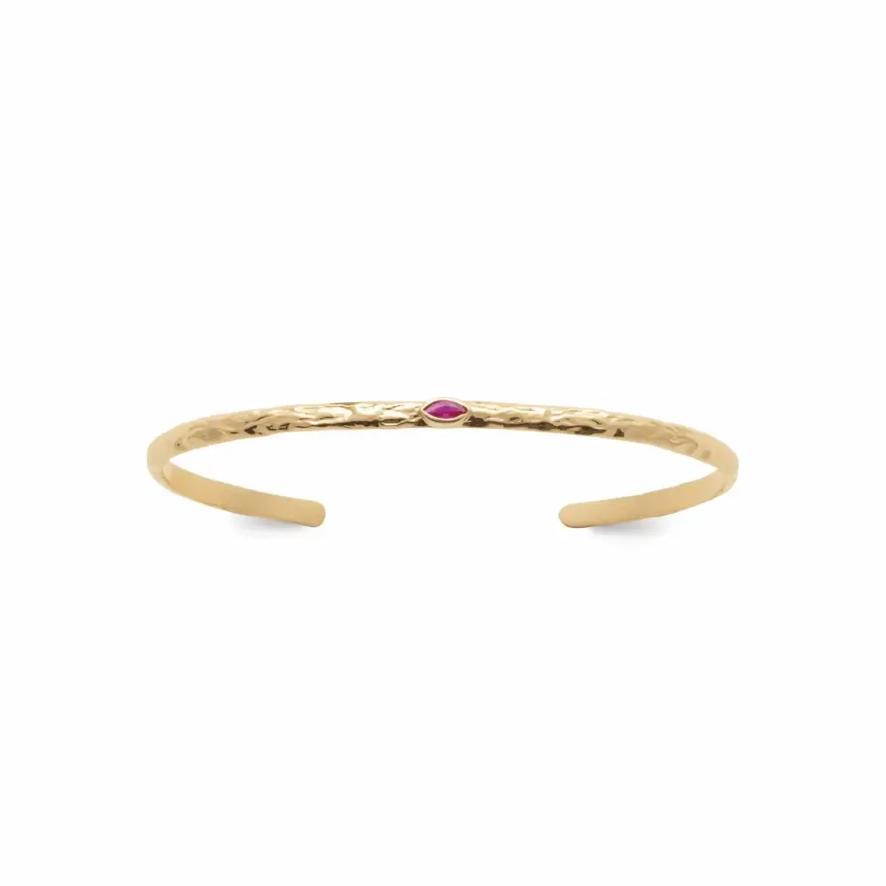 Oriana France bracelet jonc plaqué or magenta fuchsia