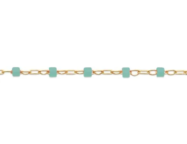 Oriana France bracelet perles miyuki turquoises plaqué or