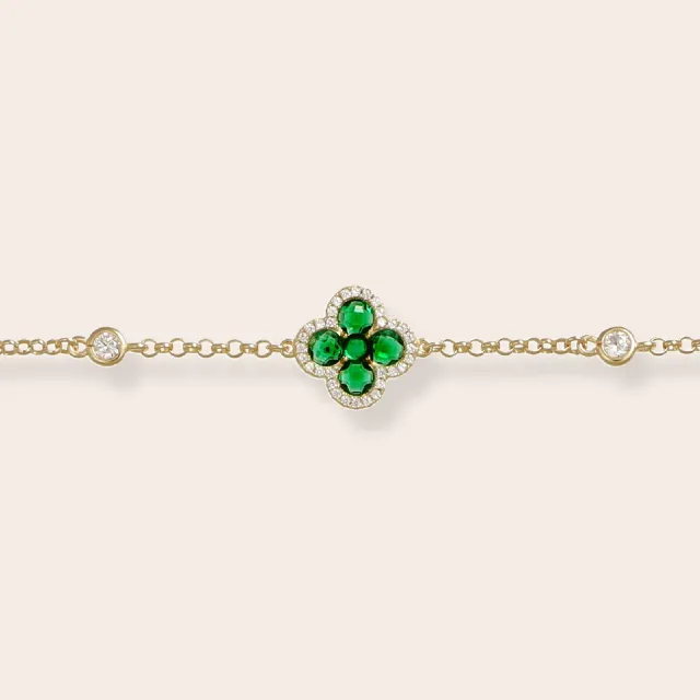 ULTIMA EDIZIONE fleur zircons colorés bracelet doré