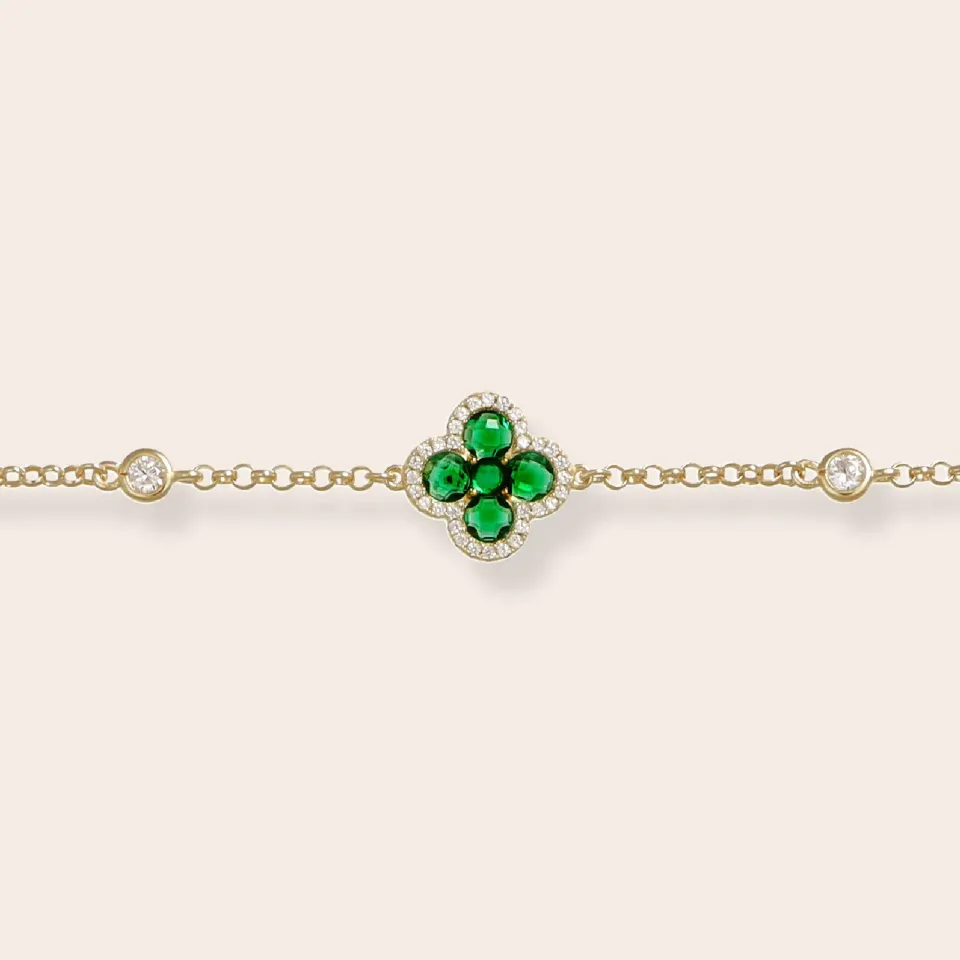 ULTIMA EDIZIONE fleur zircons colorés bracelet doré