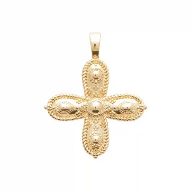 Oriana France pendentif croix religieuse plaqué or 18 carats