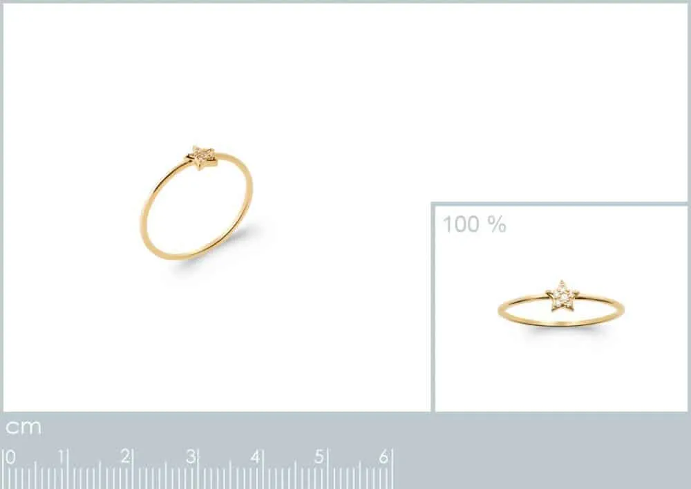 Oriana France étoile bague plaqué or pierres scintillantes