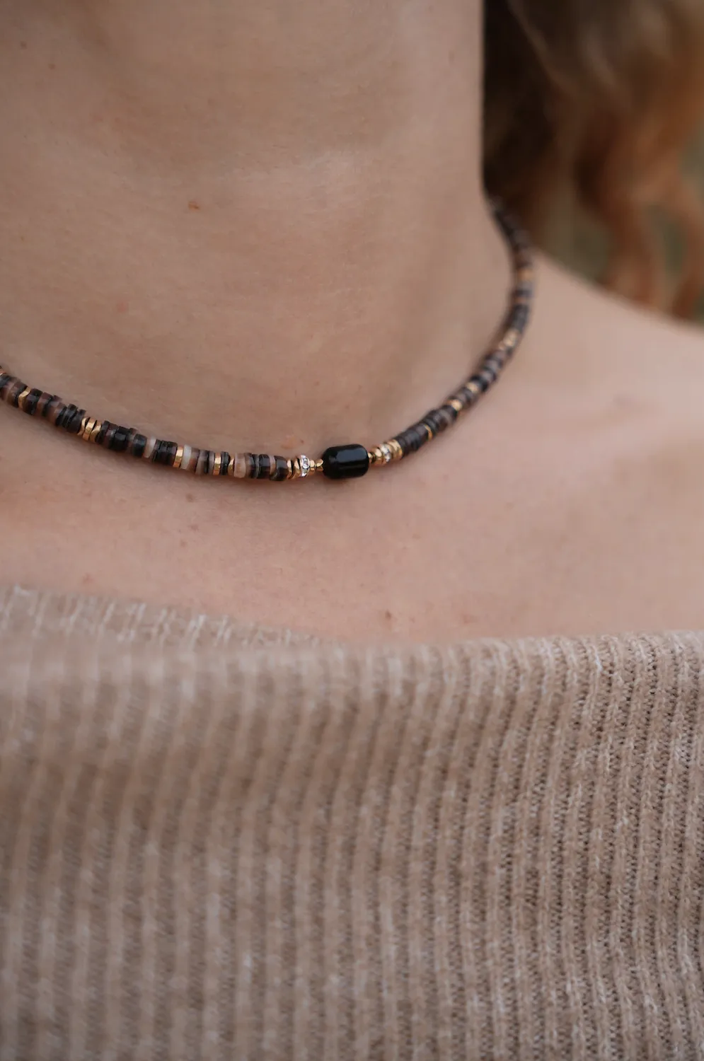 Cloralys Lonnie collier agate Afrique hématite