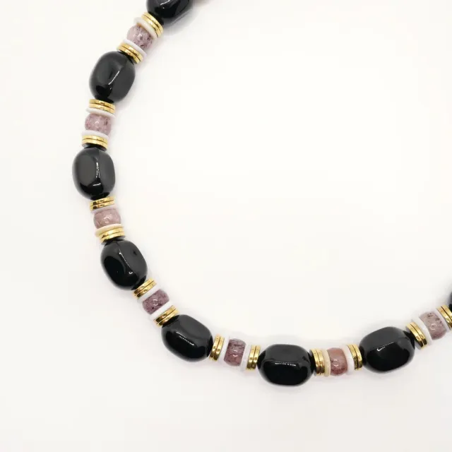 Cloralys Hortense collier jade quartz rose doré