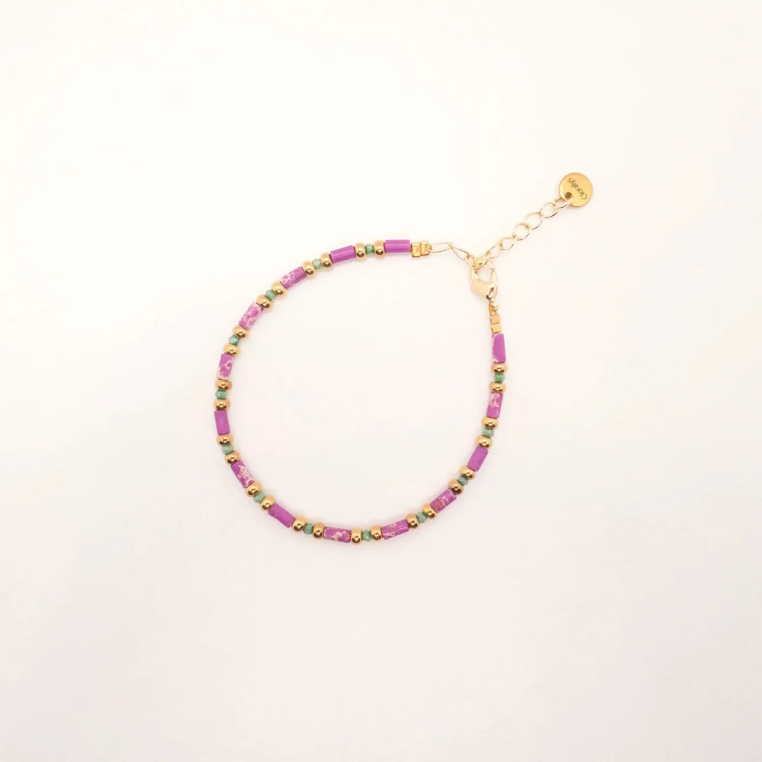 Cloralys Avery violet bracelet perles 15 cm doré