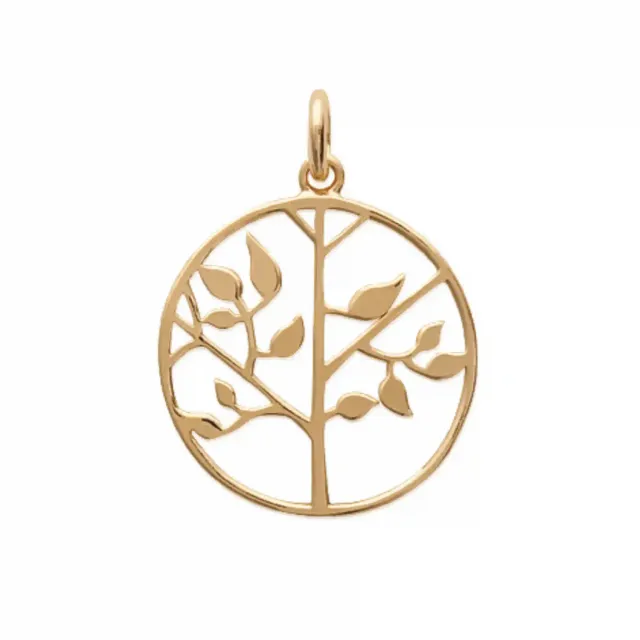 Oriana France Arbre de Vie pendentif plaqué or cercle