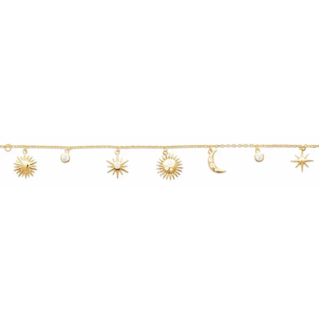 Oriana France lune soleil étoile bracelet plaqué or breloques
