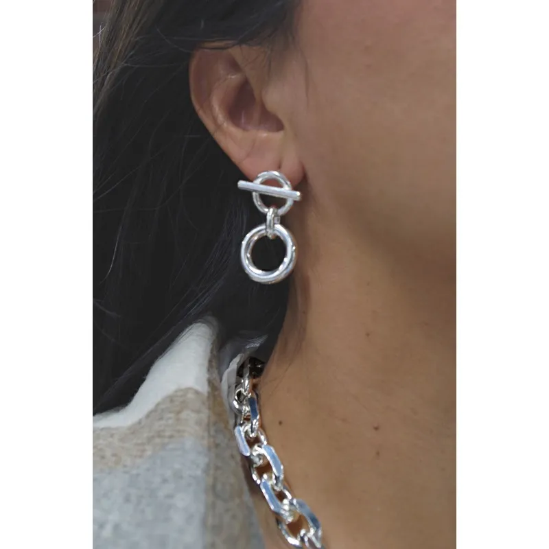 Secret de Cuir N°69 bouée pm boucles d'oreilles plaqué argent
