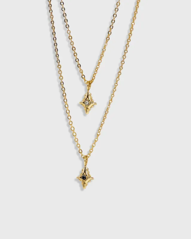 Elise Tsikis Satelli collier étoile serti blanc 40cm