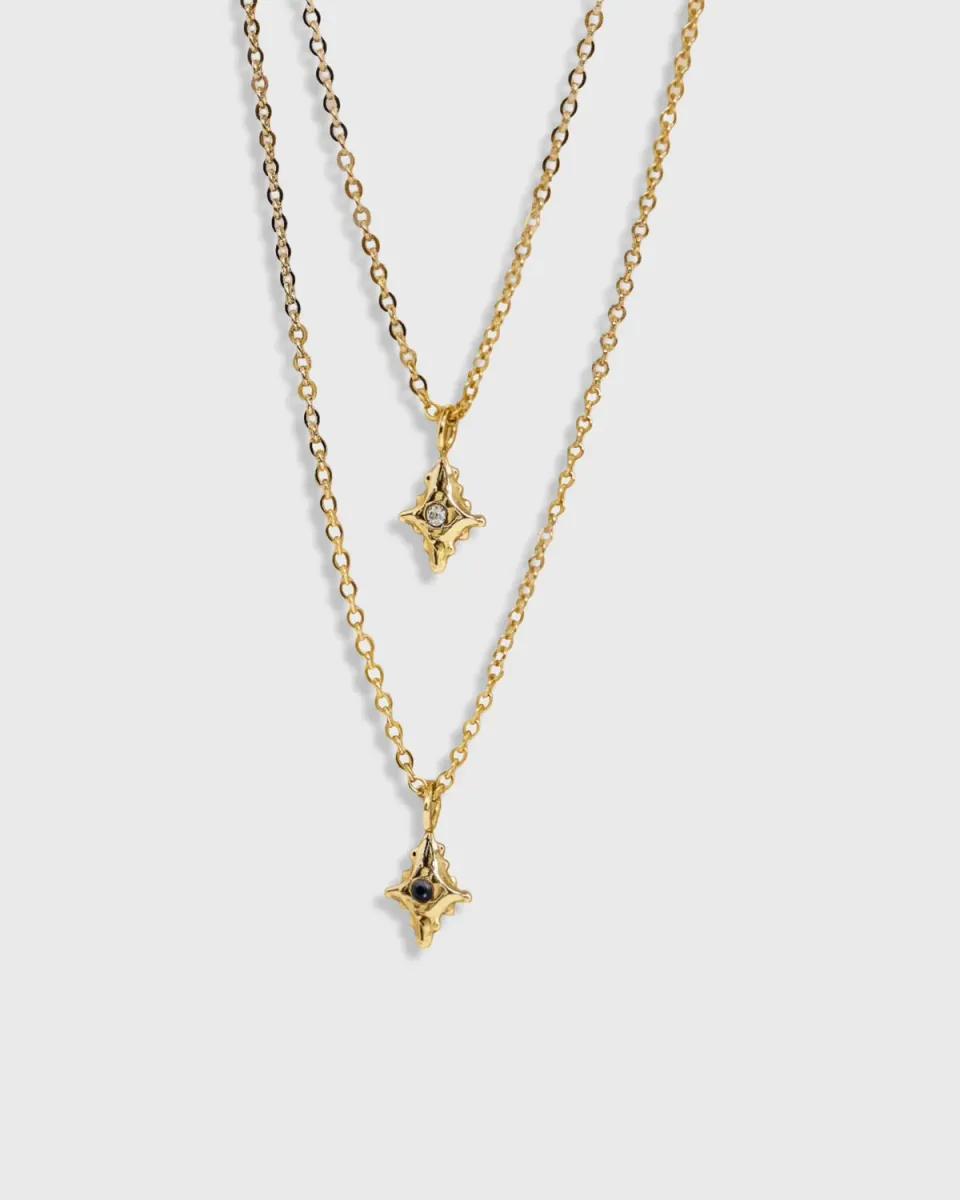 Elise Tsikis Satelli collier étoile serti blanc 40cm