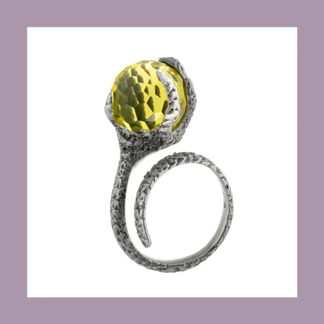 Lorella Tamberi Canal Artemis Talon bague quartz citron argent