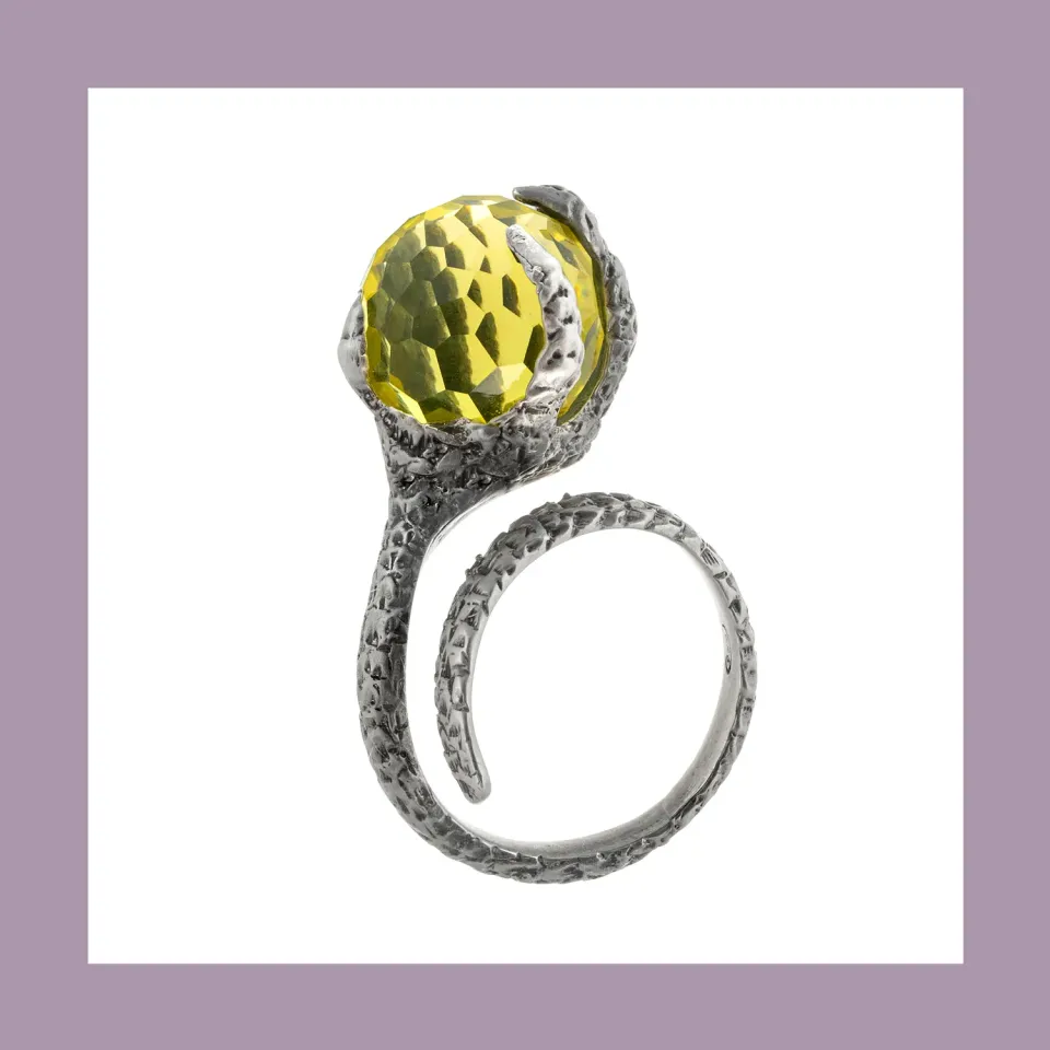 Lorella Tamberi Canal Artemis Talon bague quartz citron argent