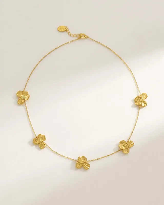 Elise Tsikis Gonia collier fleur doré 40 cm