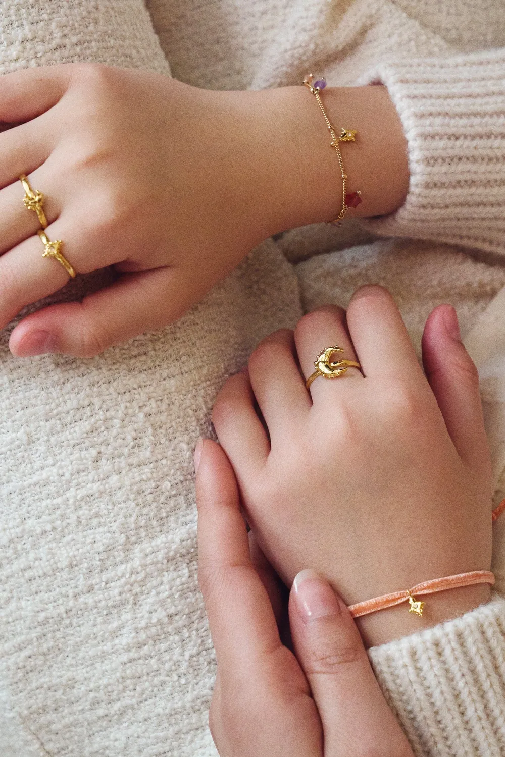 Elise Tsikis Mounia bague lune ajustable doré