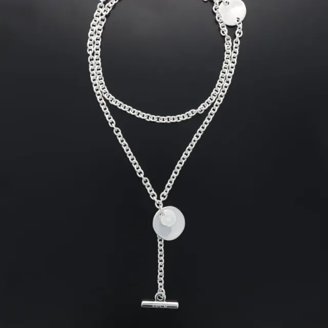Secret de Cuir N°45 sautoir 3 pastilles plaqué argent