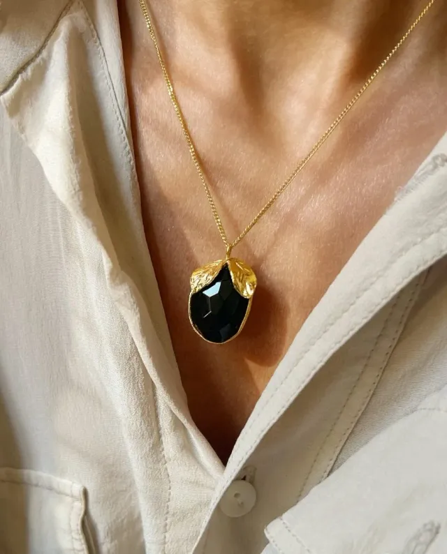 Elise Tsikis Dendra collier onyx noir 45 cm