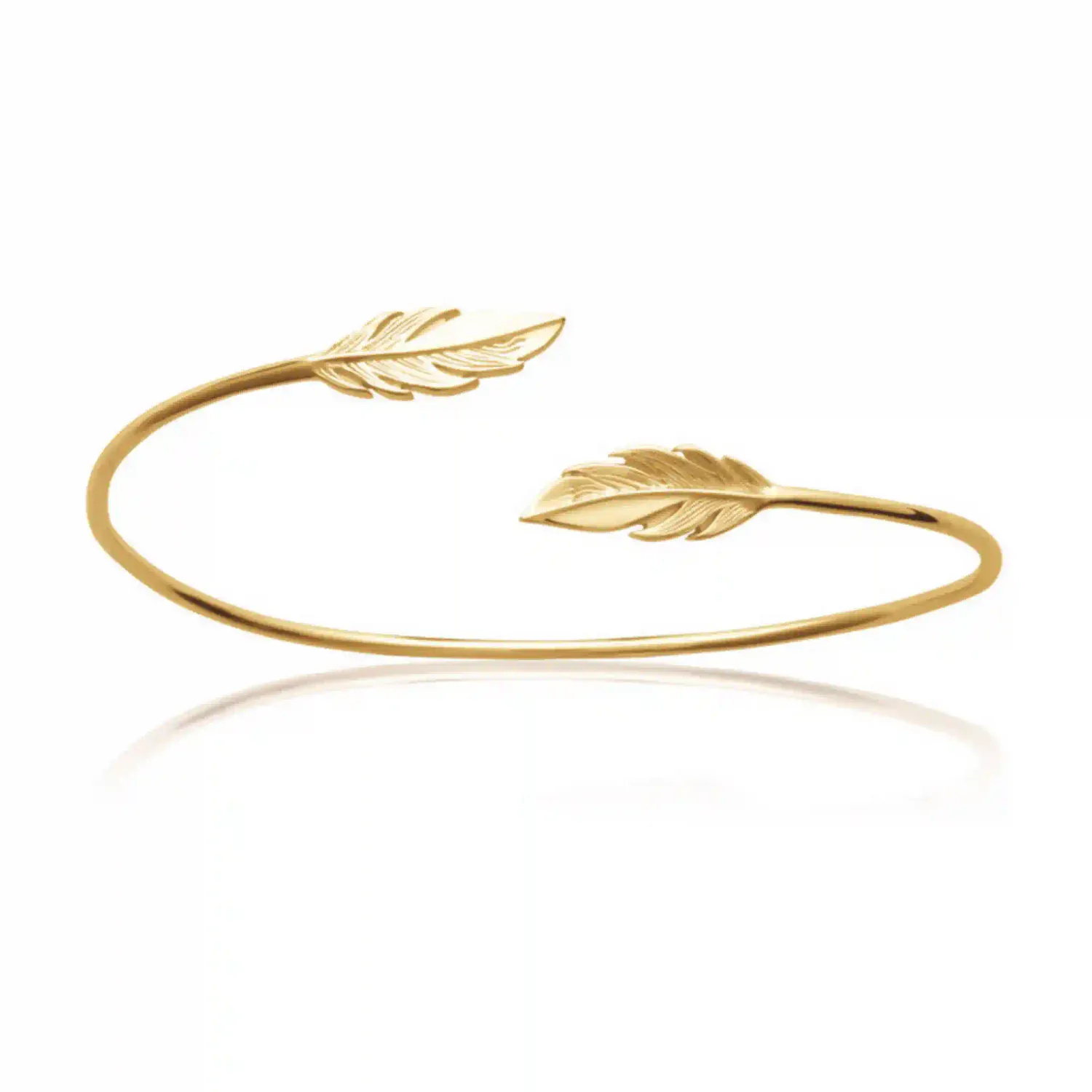 Oriana France bracelet jonc plume plaqué or ouvert