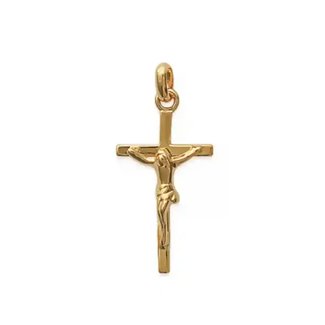 Oriana France pendentif crucifix plaqué or Christ hypoallergénique