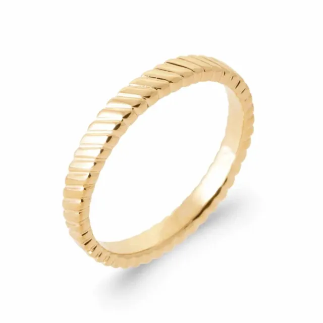 Oriana France bague fine striée plaqué or doré