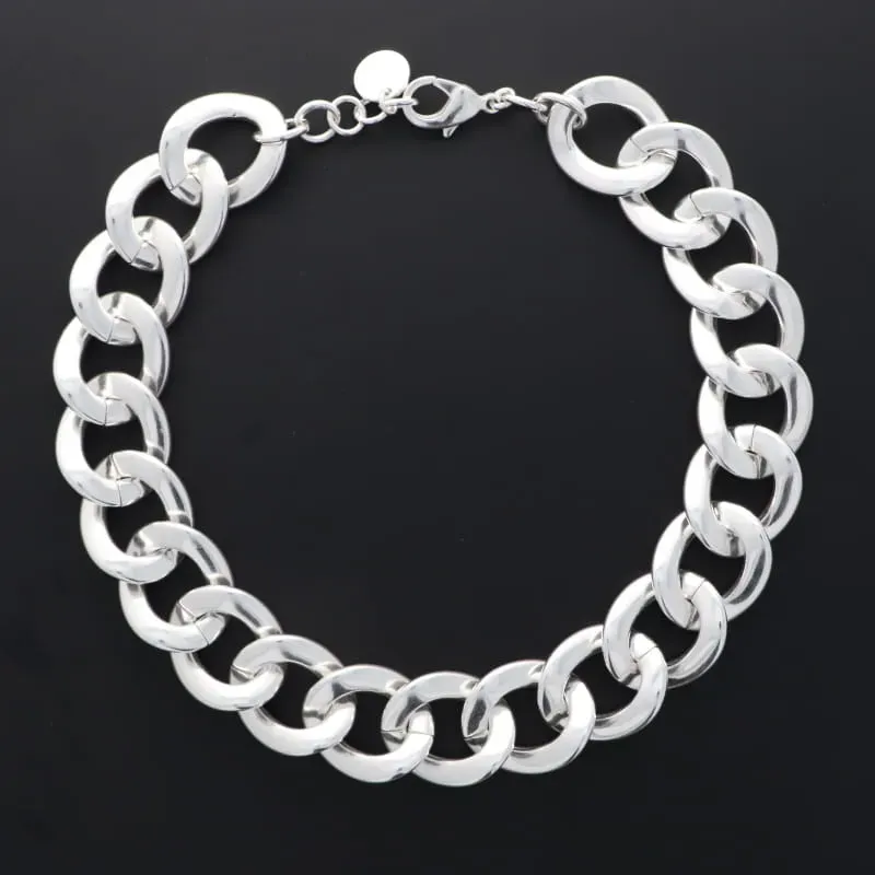 Secret de Cuir N°1566 collier gourmette XL plaqué argent