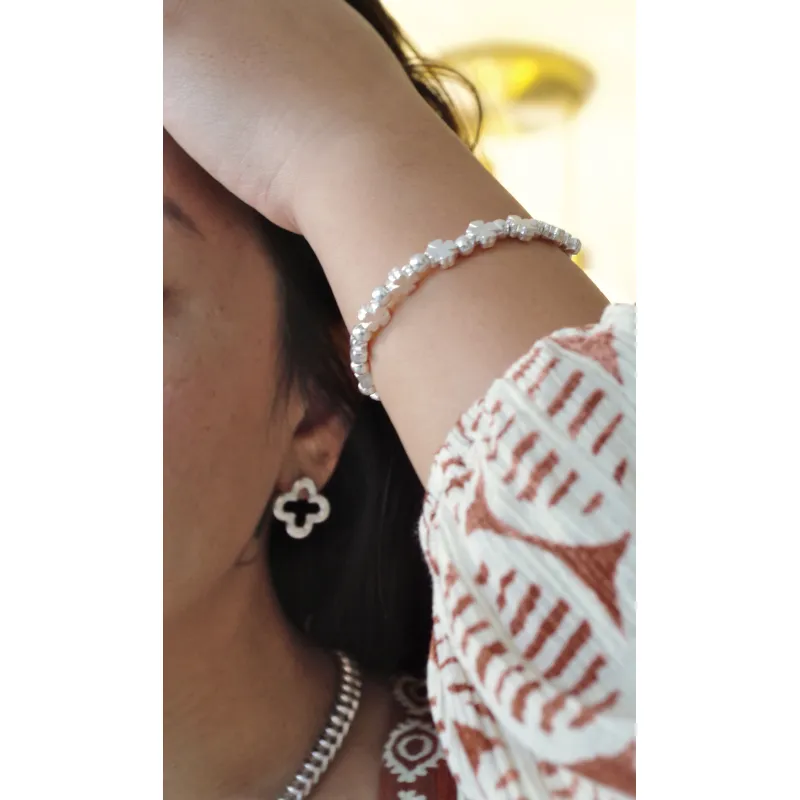 Secret de Cuir N°1419 boucles d’oreilles feuille argent