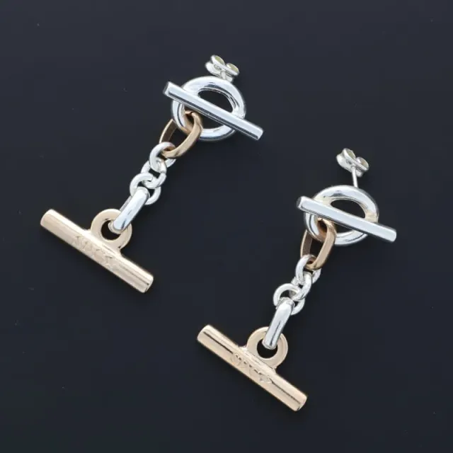 Secret de Cuir N°1710 boucles pendantes barre bicolore