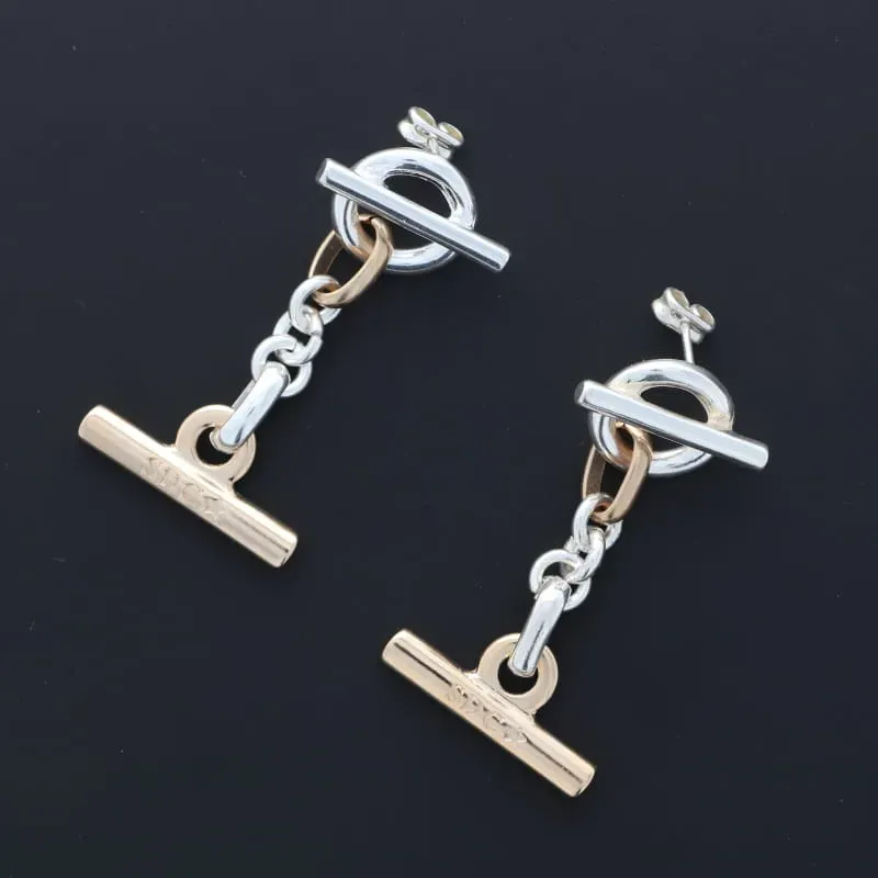 Secret de Cuir N°1710 boucles pendantes barre bicolore