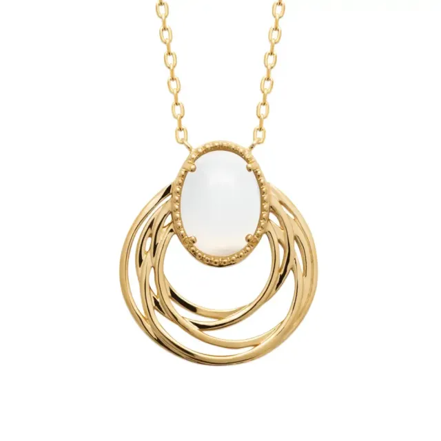 Oriana France collier multi-cercles pierre de lune plaqué or