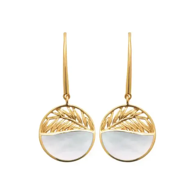 Oriana France boucles d'oreilles plaqué or palmier nacre