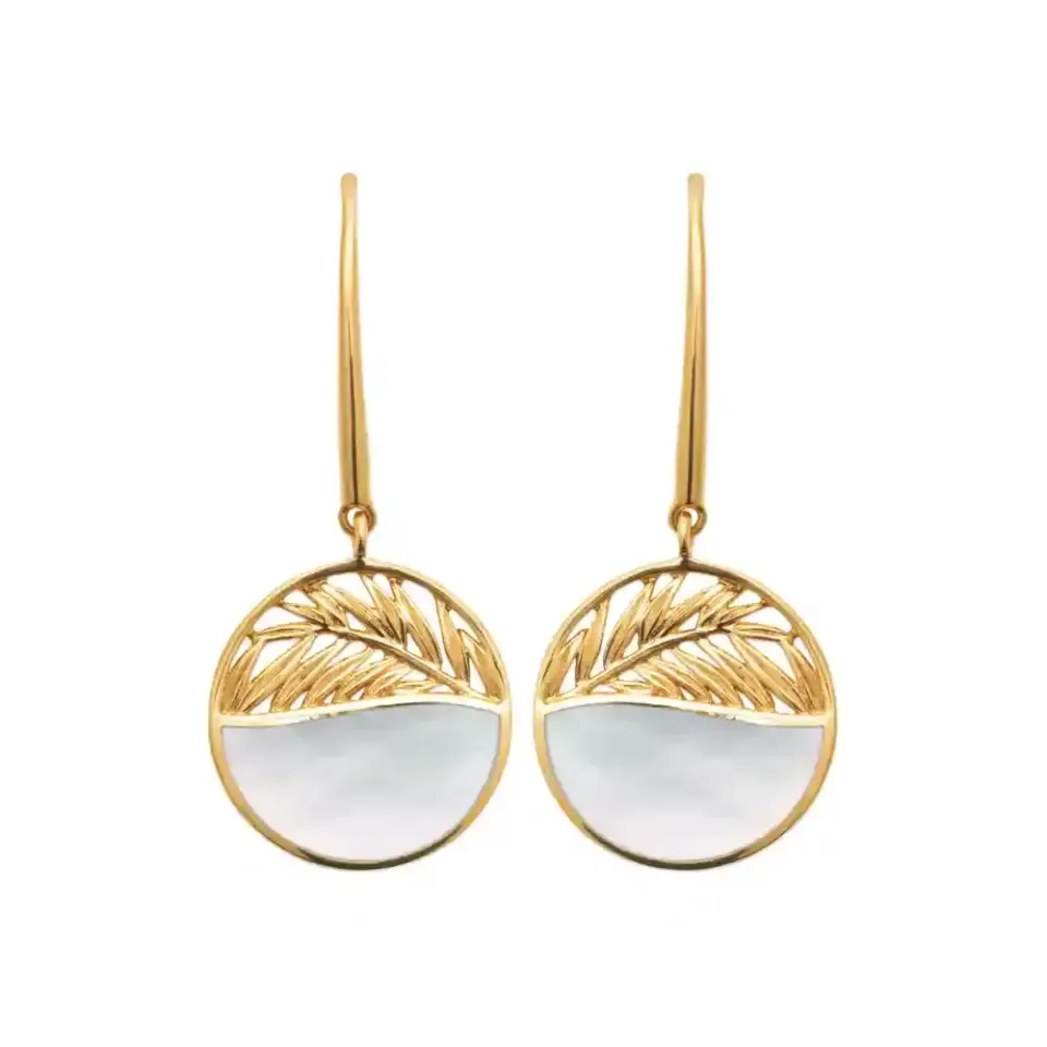 Oriana France boucles d'oreilles plaqué or palmier nacre