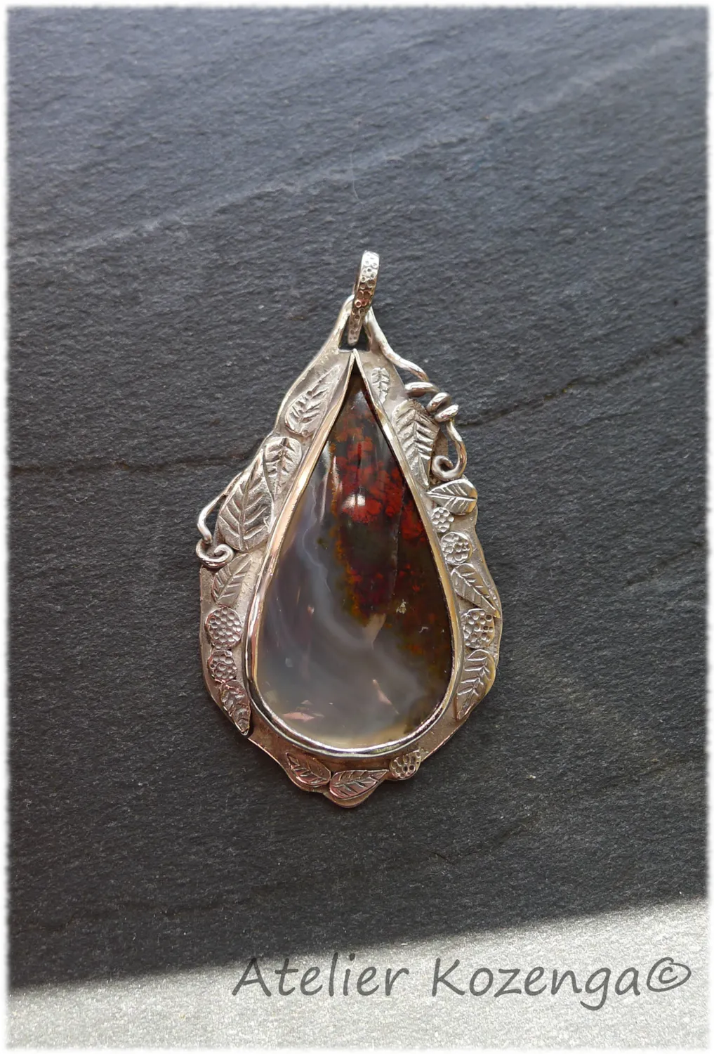 L'Atelier Kozenga Kohara pendentif argent calcédoine