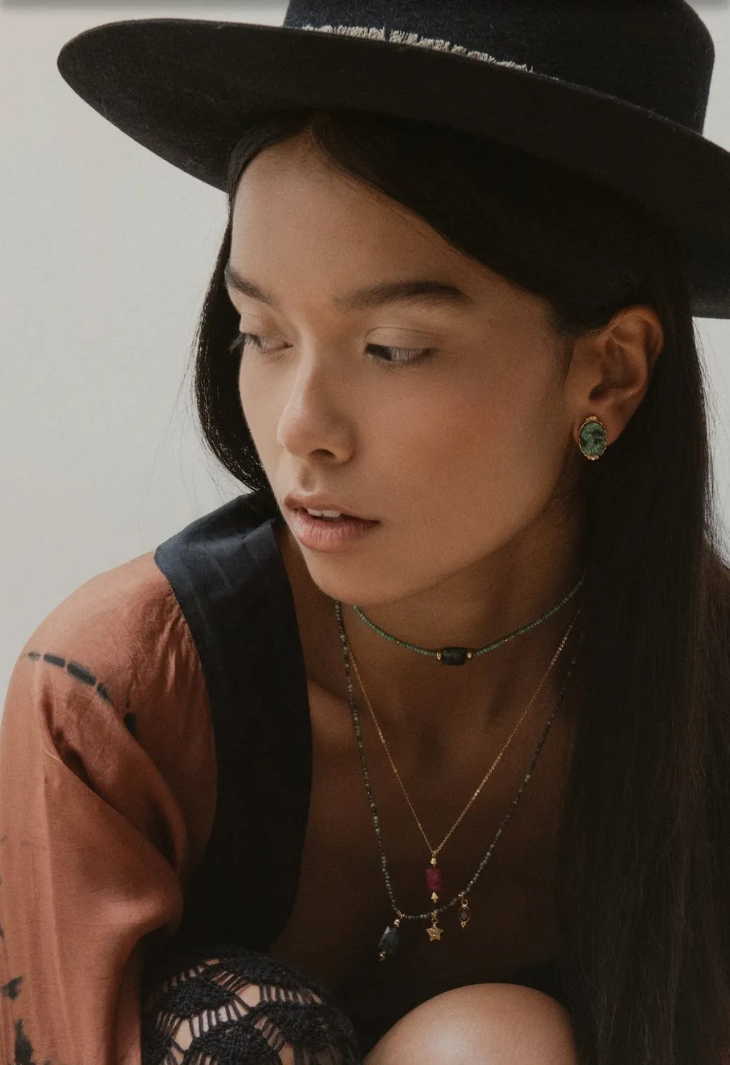 Elise Tsikis Kachina Panagia boucles turquoise