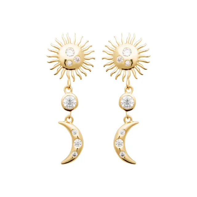 Oriana France soleil et lune boucles d’oreilles plaqué or